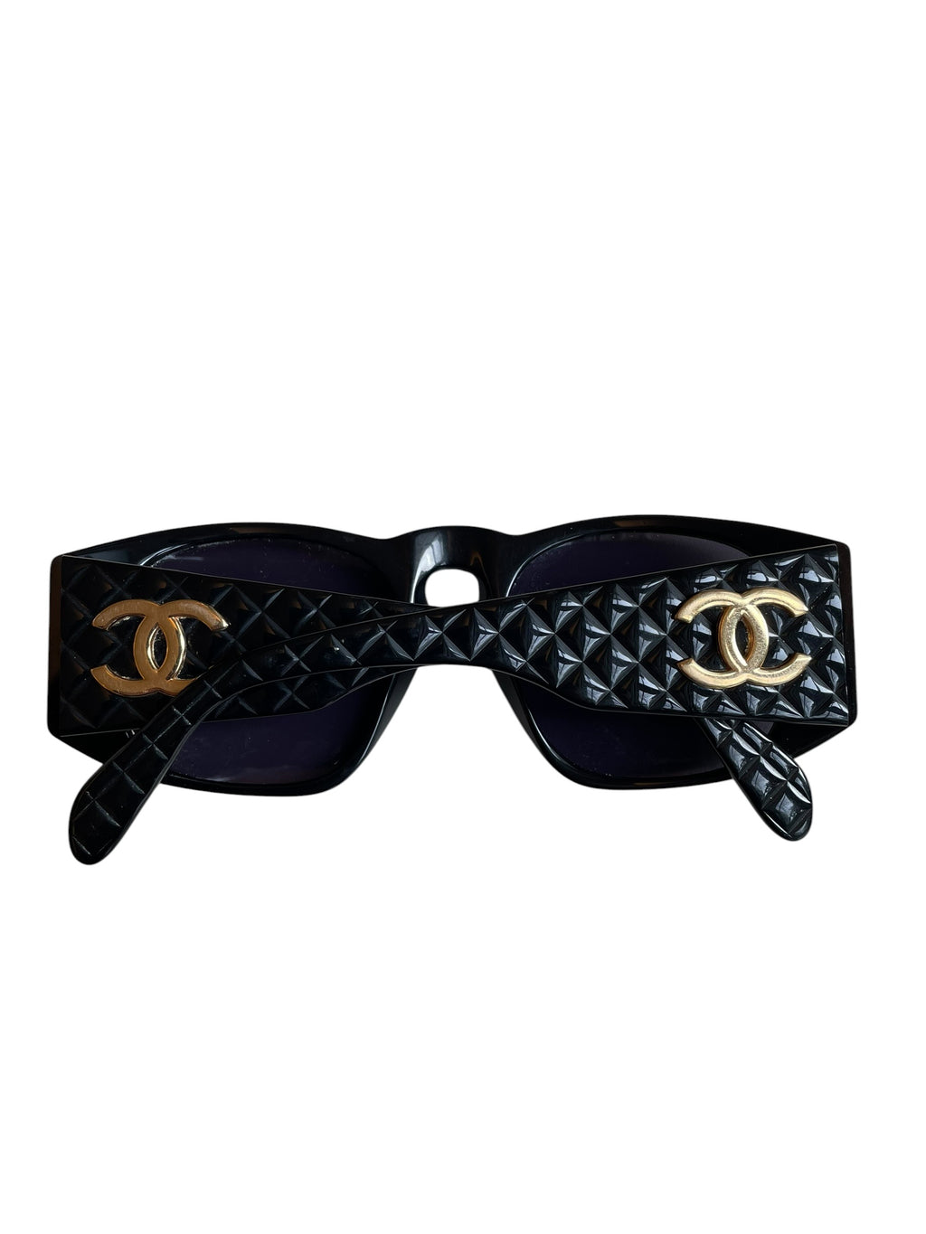 Chanel - Black Quilted Oversized Sunglasses