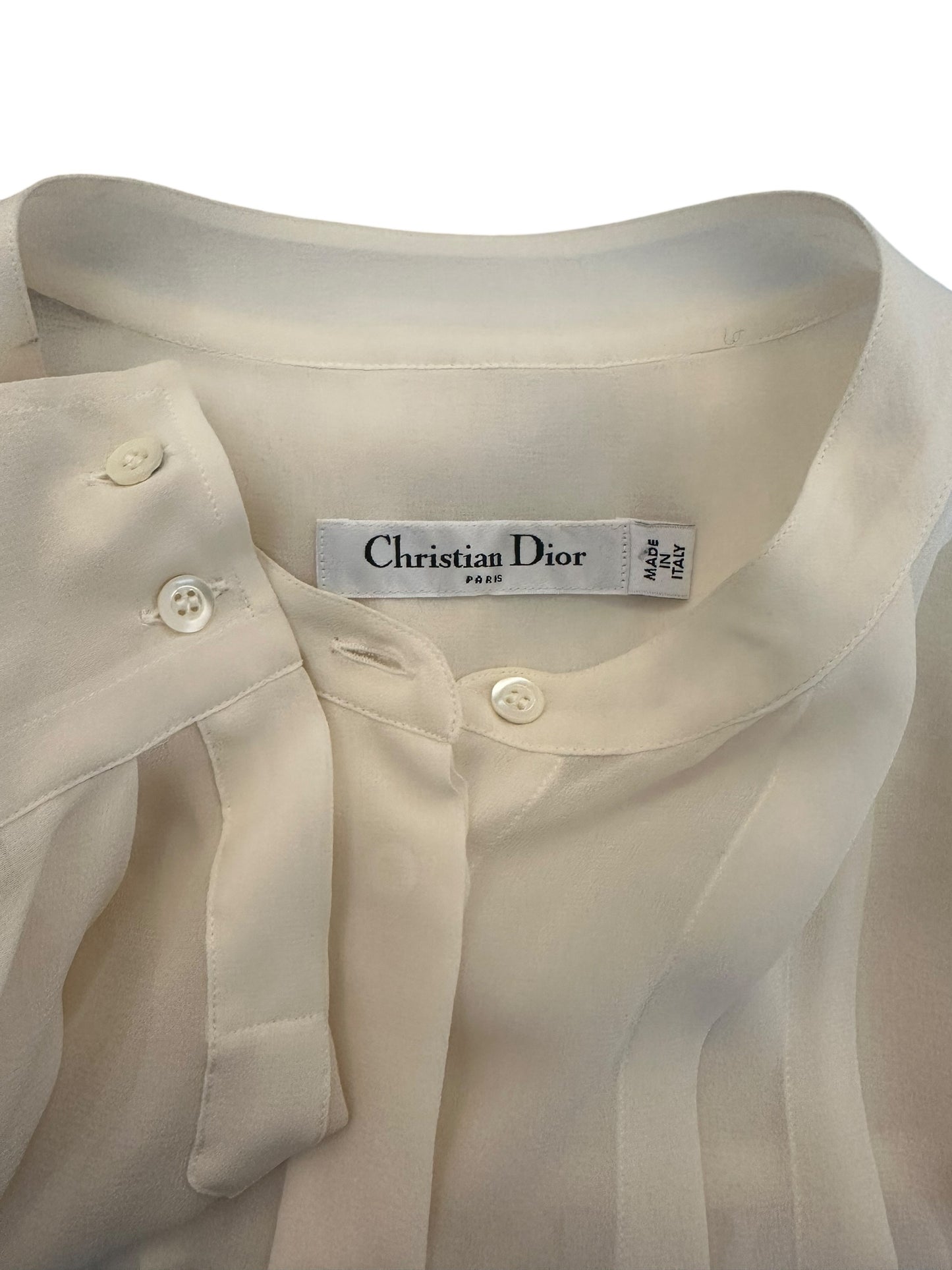 Dior - Ivory Silk Dress with Pleated Front