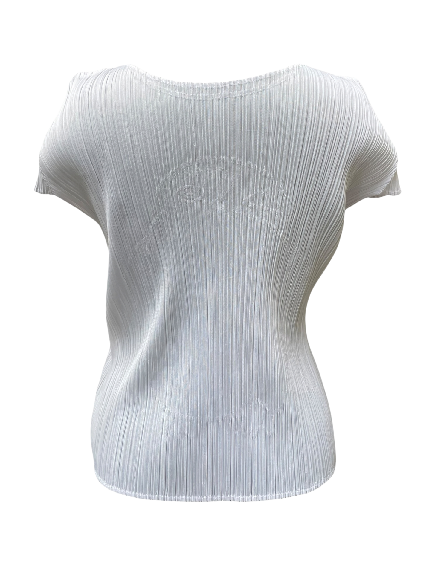 Issey Miyake - Haut plissé blanc avec motif pingouin texturé