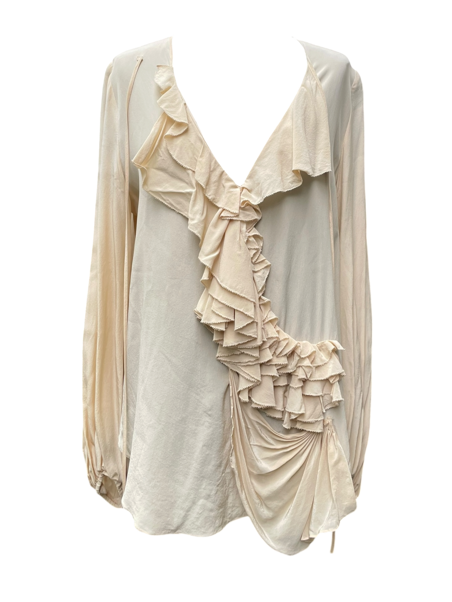 Givenchy - Blouse en soie nude à volants
