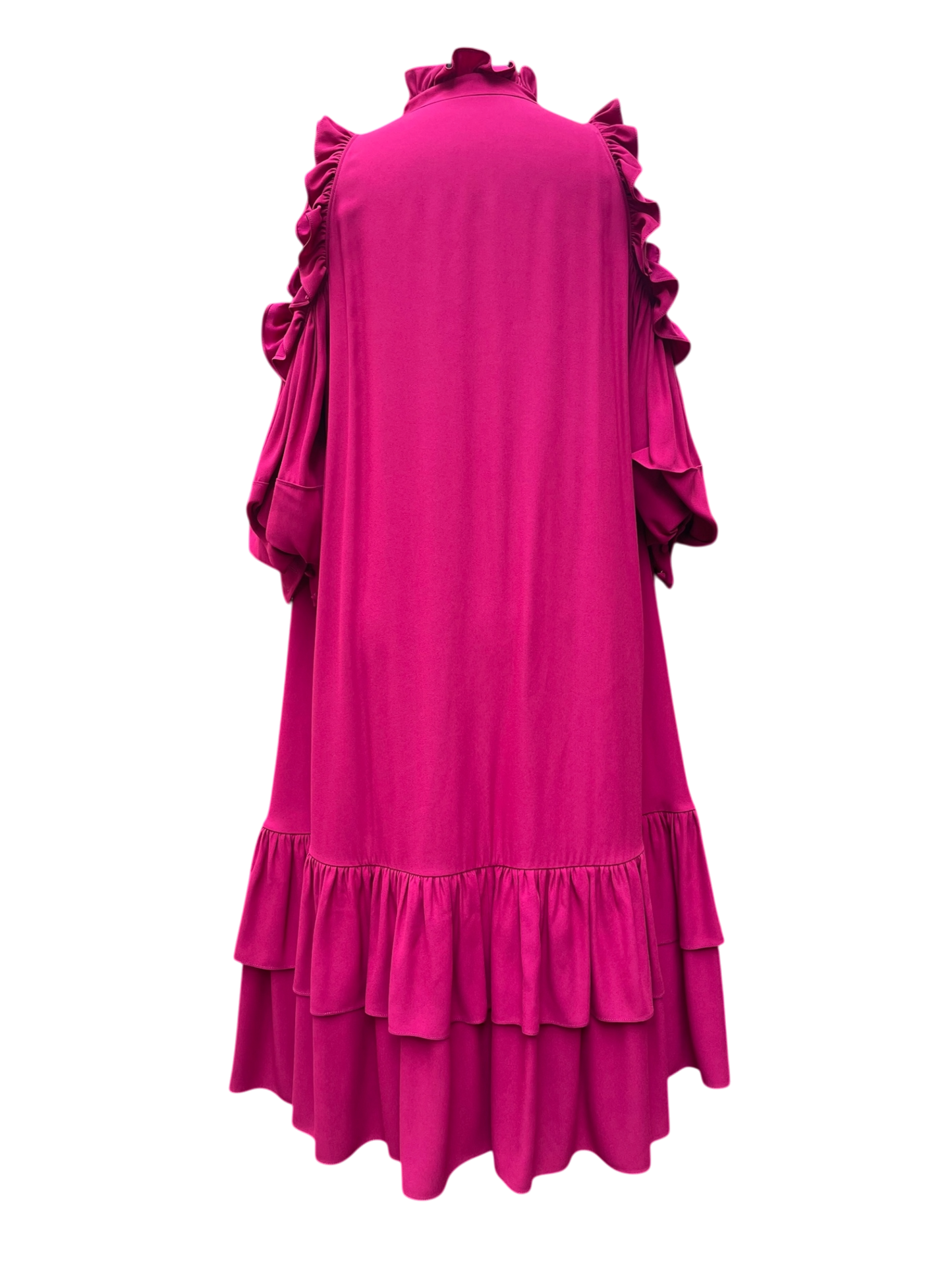 Alexander McQueen - Fuchsia Ruffled Knee-Length Dress
