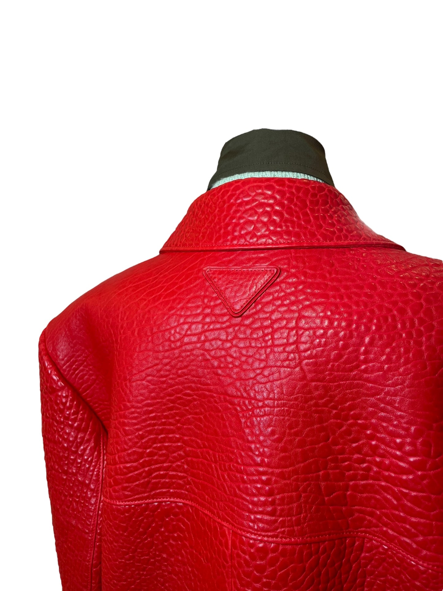 Prada Oversized Red Leather Jacket