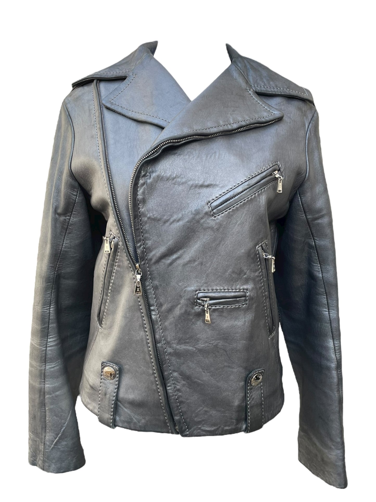 Louis Vuitton Leather Biker Jacket – Dark Grey Metallic