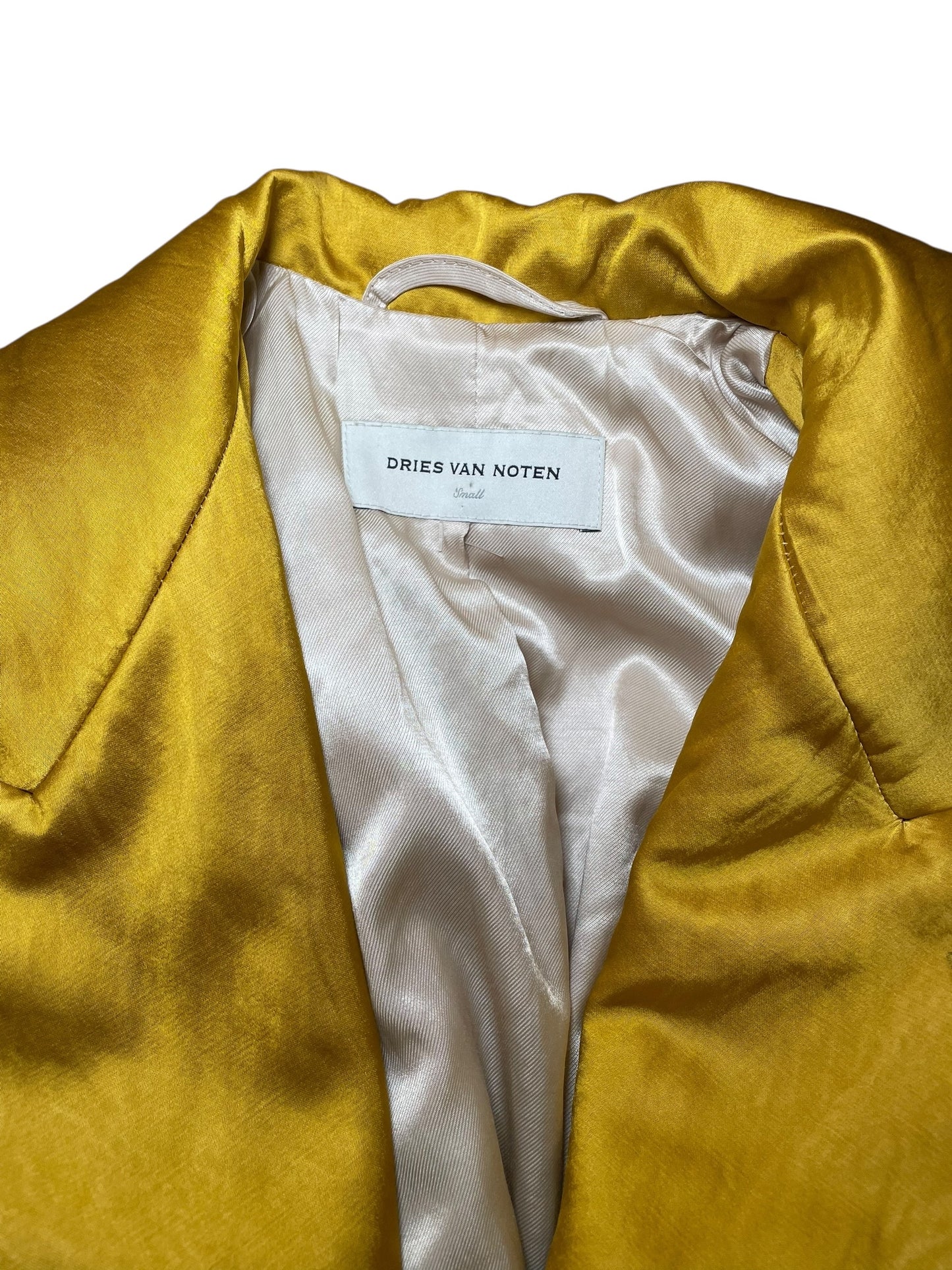 Dries Van Noten Long Quilted Coat – Satin Yellow