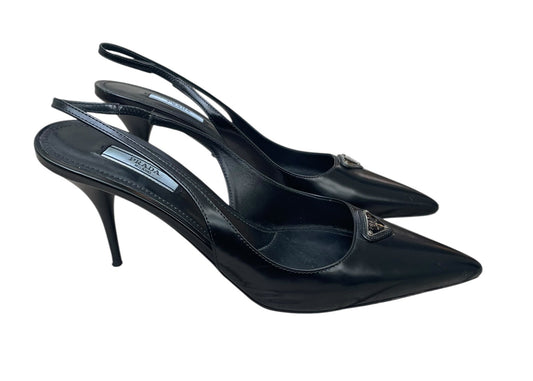 Prada Black Pointed-Toe Slingback Pumps