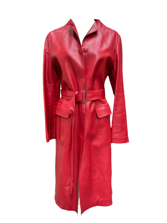 Manteau en cuir rouge Loro Piana