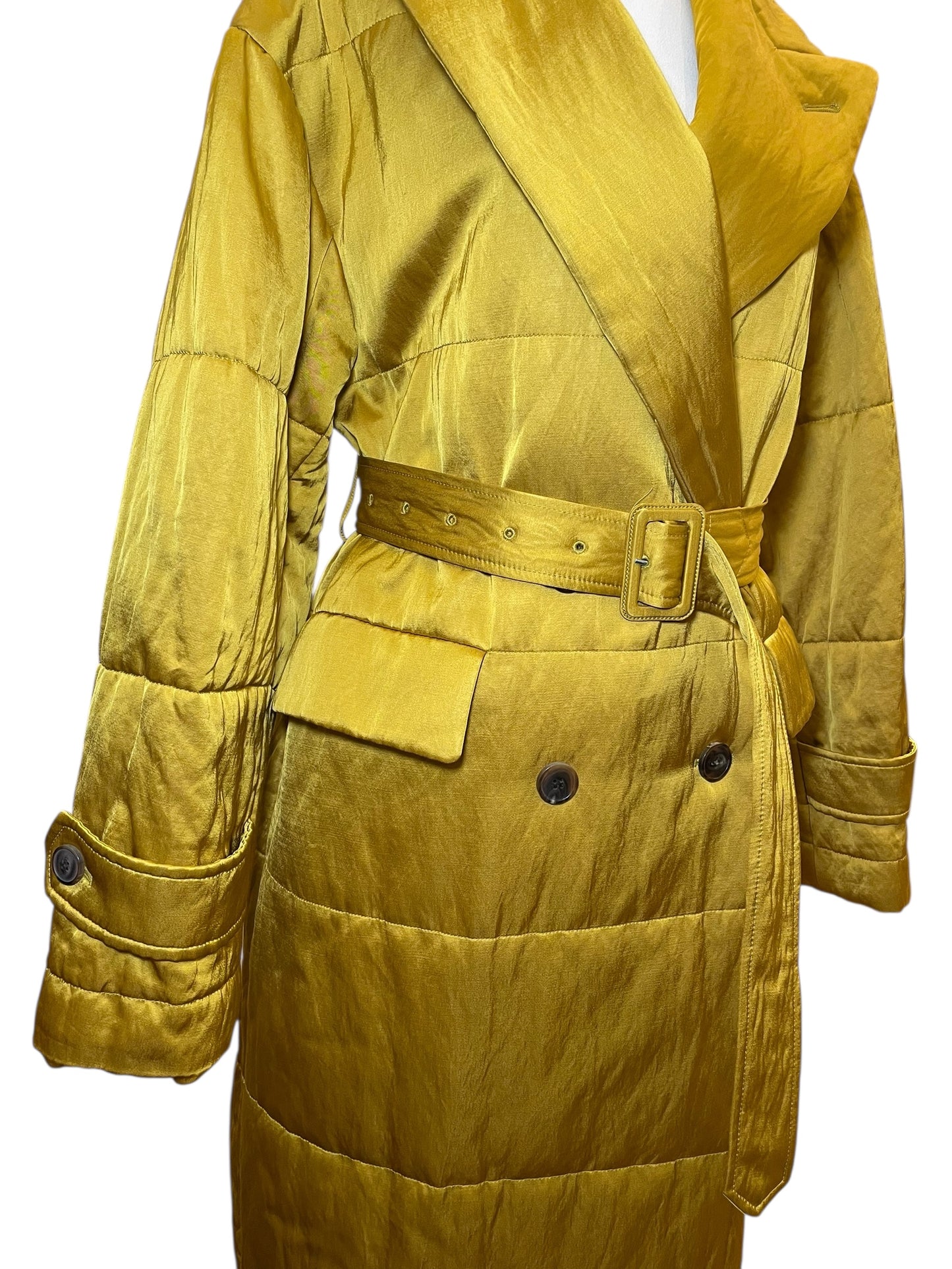 Dries Van Noten Long Quilted Coat – Satin Yellow