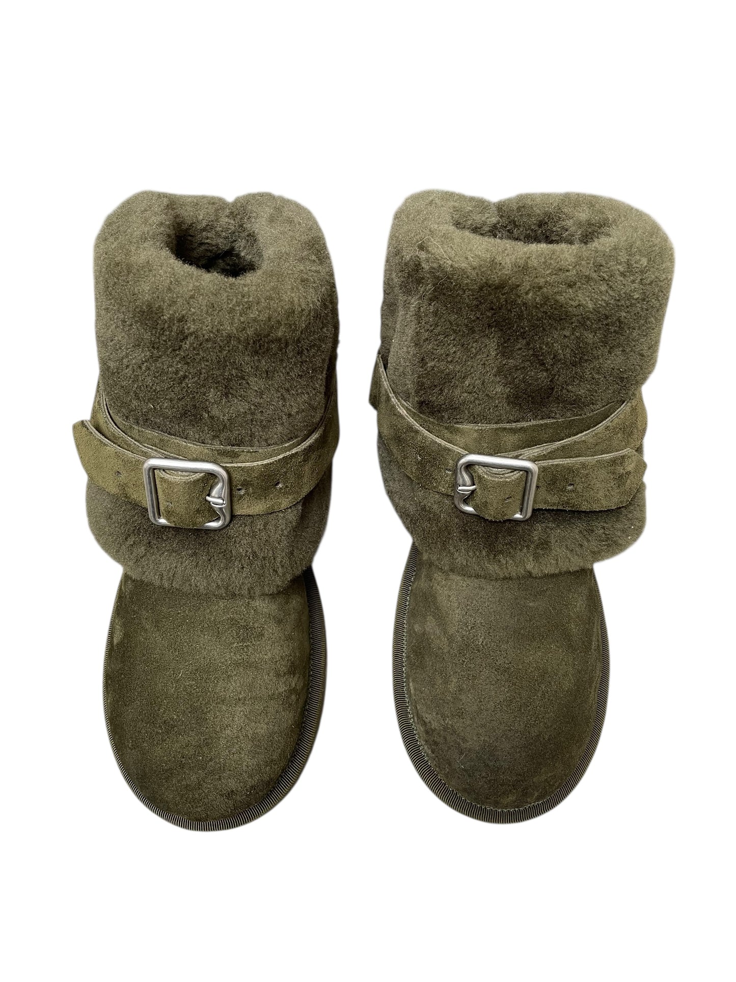 Burberry Shearling-Lined Foldover Boots – Khaki