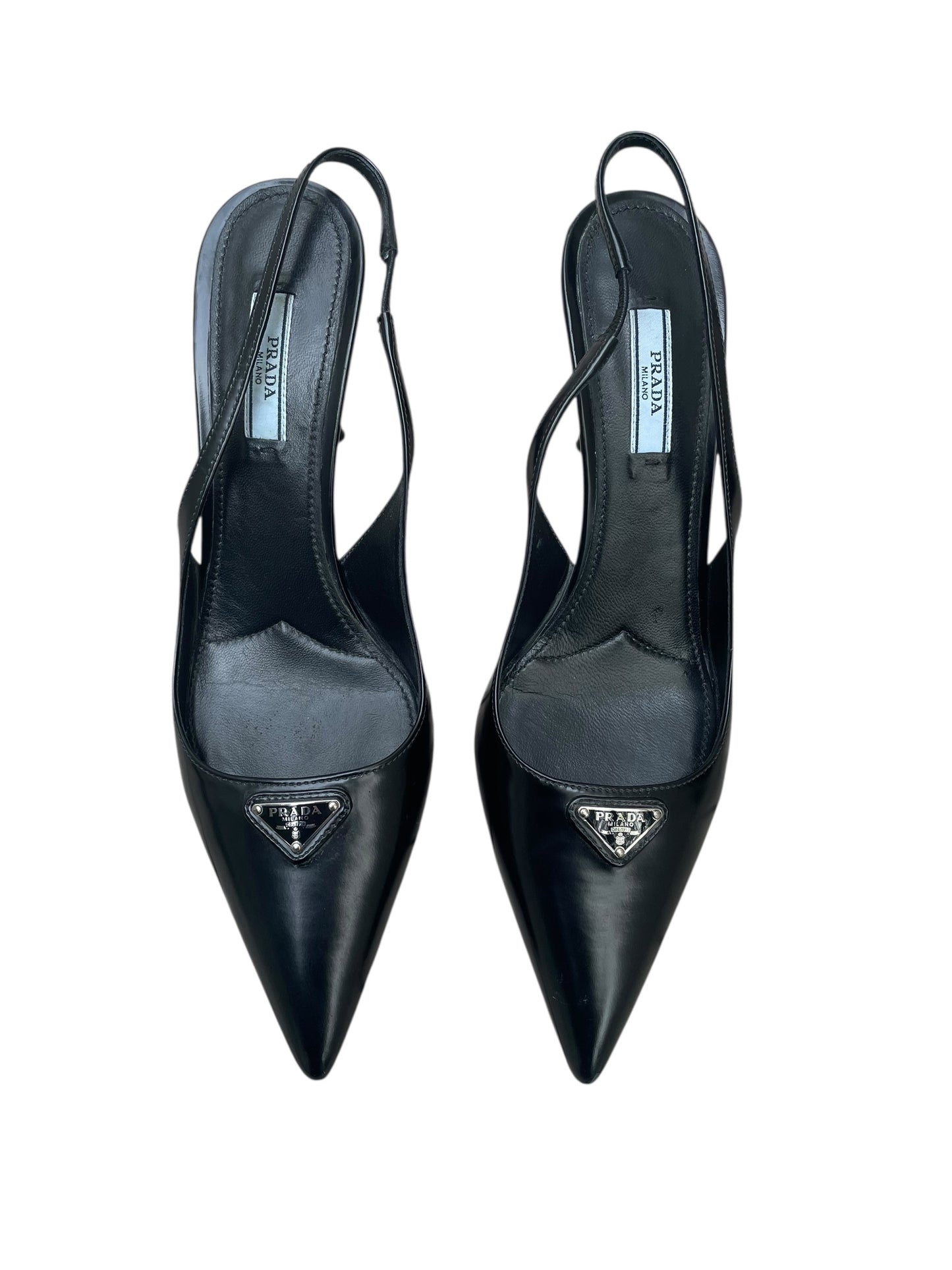 Prada Black Pointed-Toe Slingback Pumps