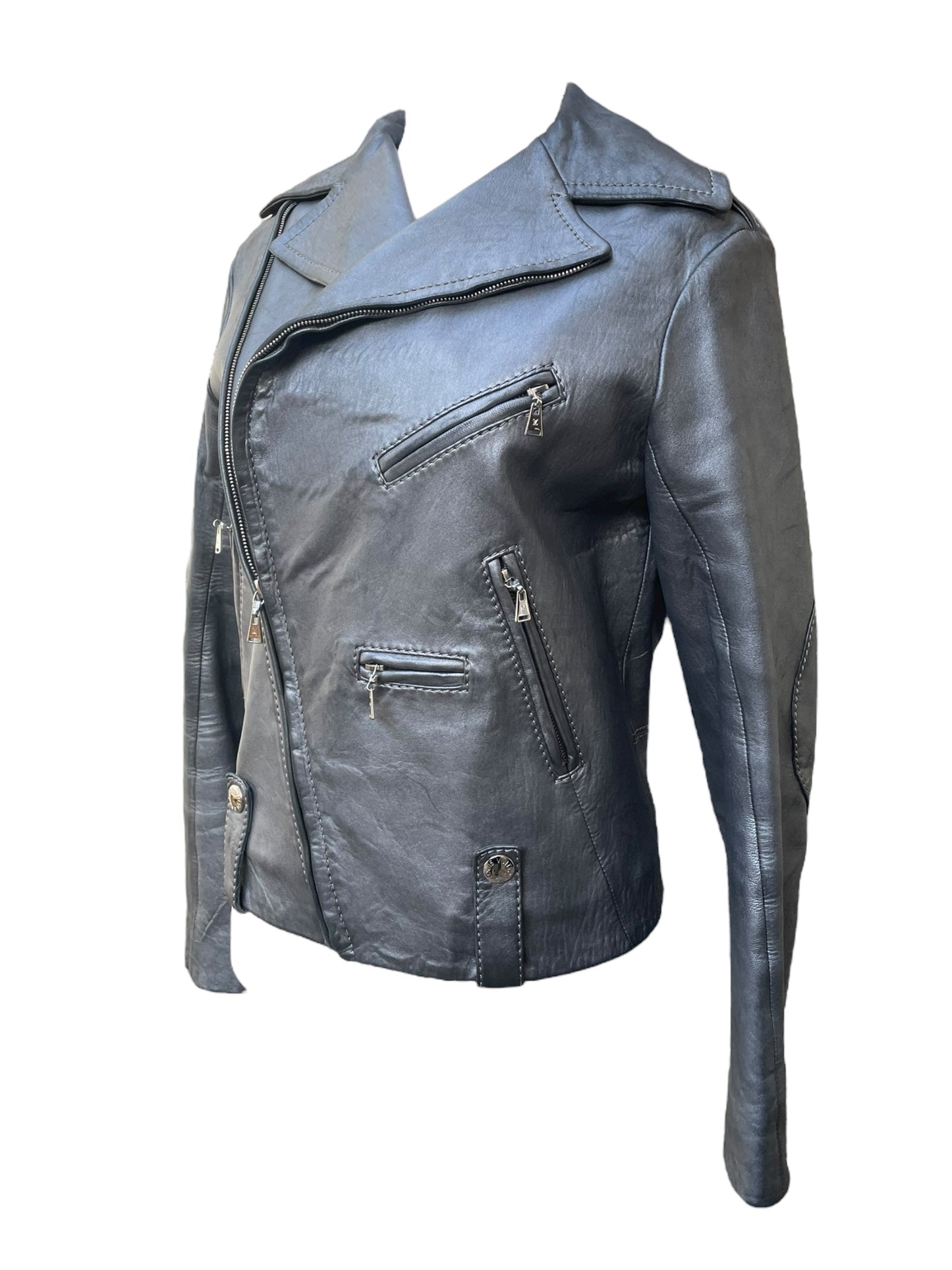Louis Vuitton Leather Biker Jacket – Dark Grey Metallic