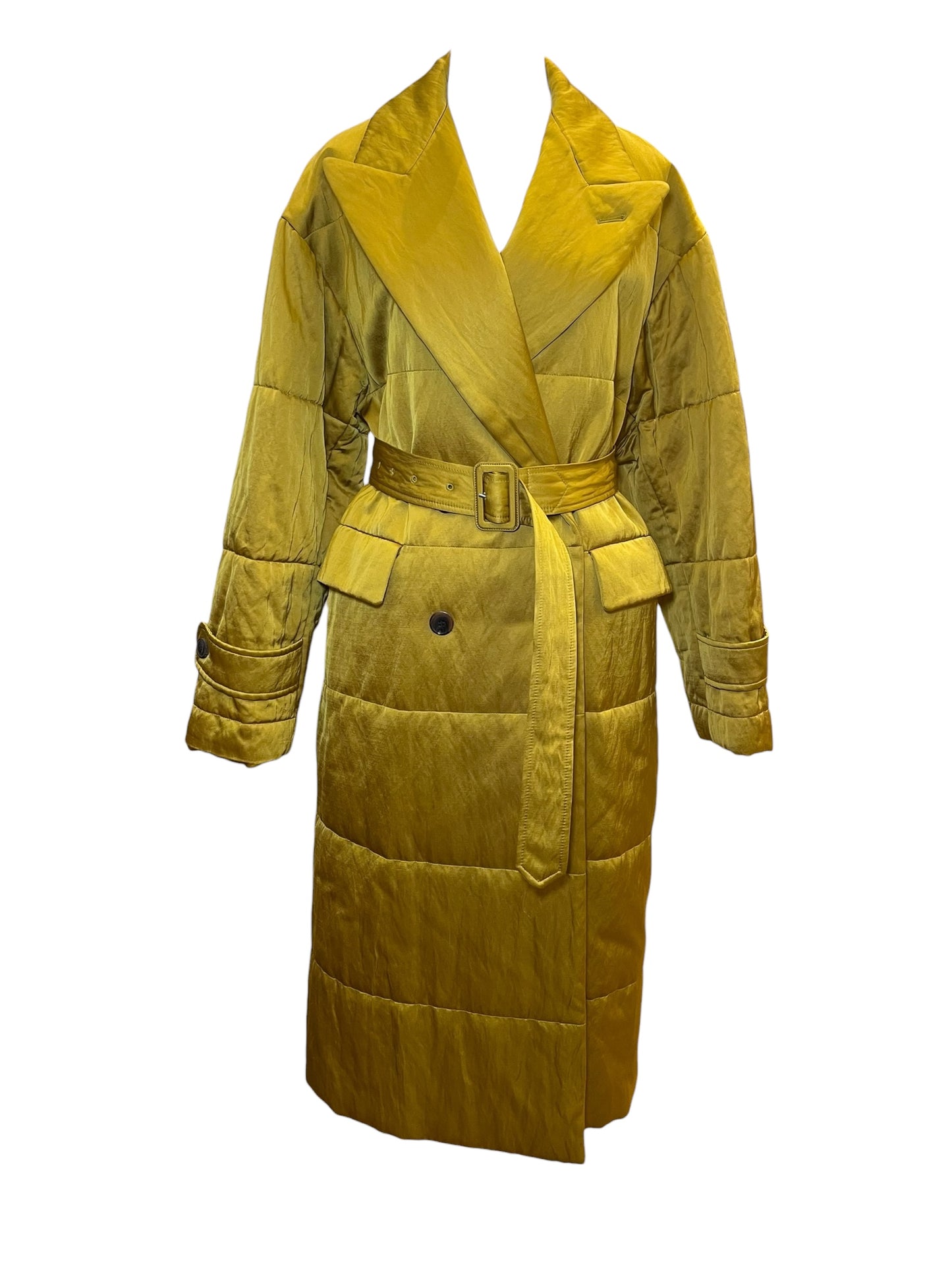 Dries Van Noten Long Quilted Coat – Satin Yellow