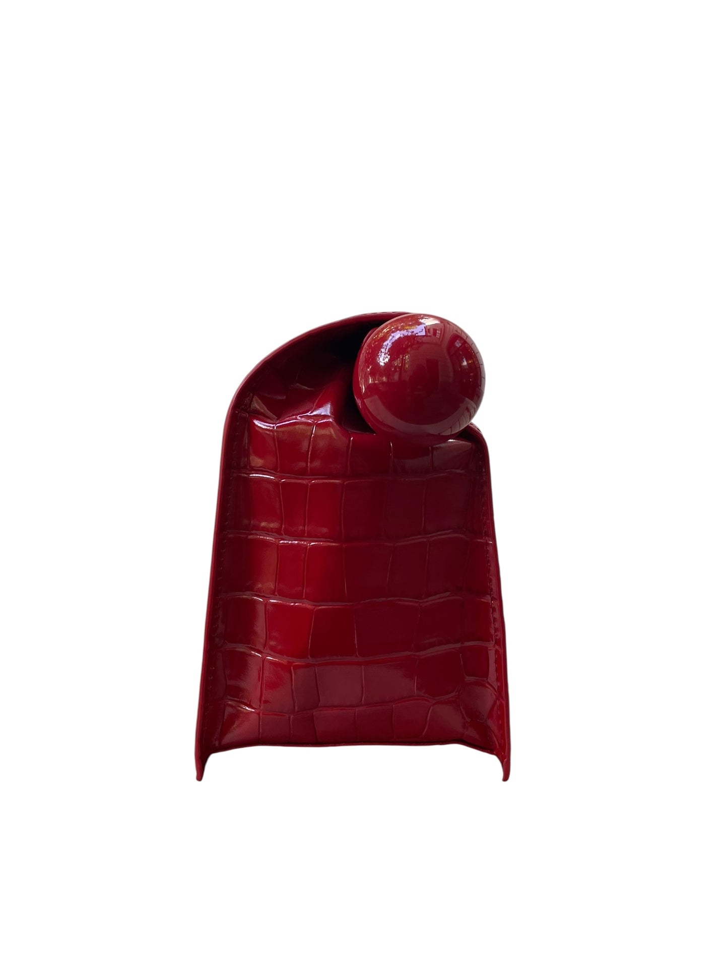 Jacquemus Le Rond Carré Clutch in Red Crocodile-embossed leather