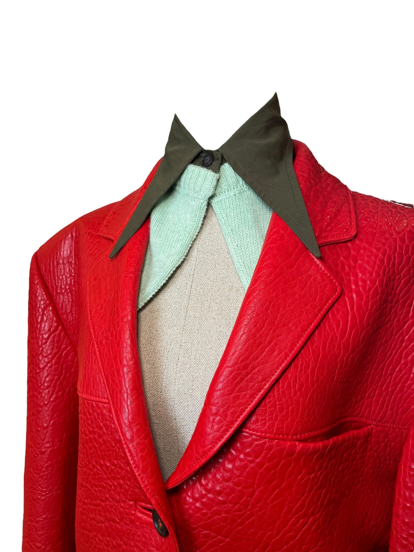 Prada Oversized Red Leather Jacket