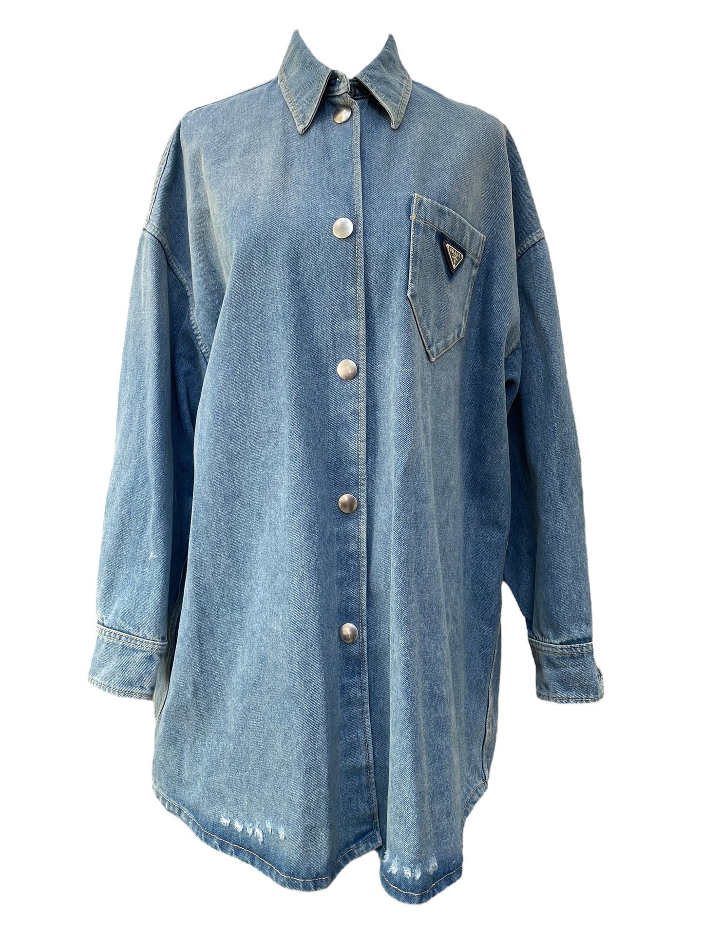 Chemise en denim épais bleu Prada