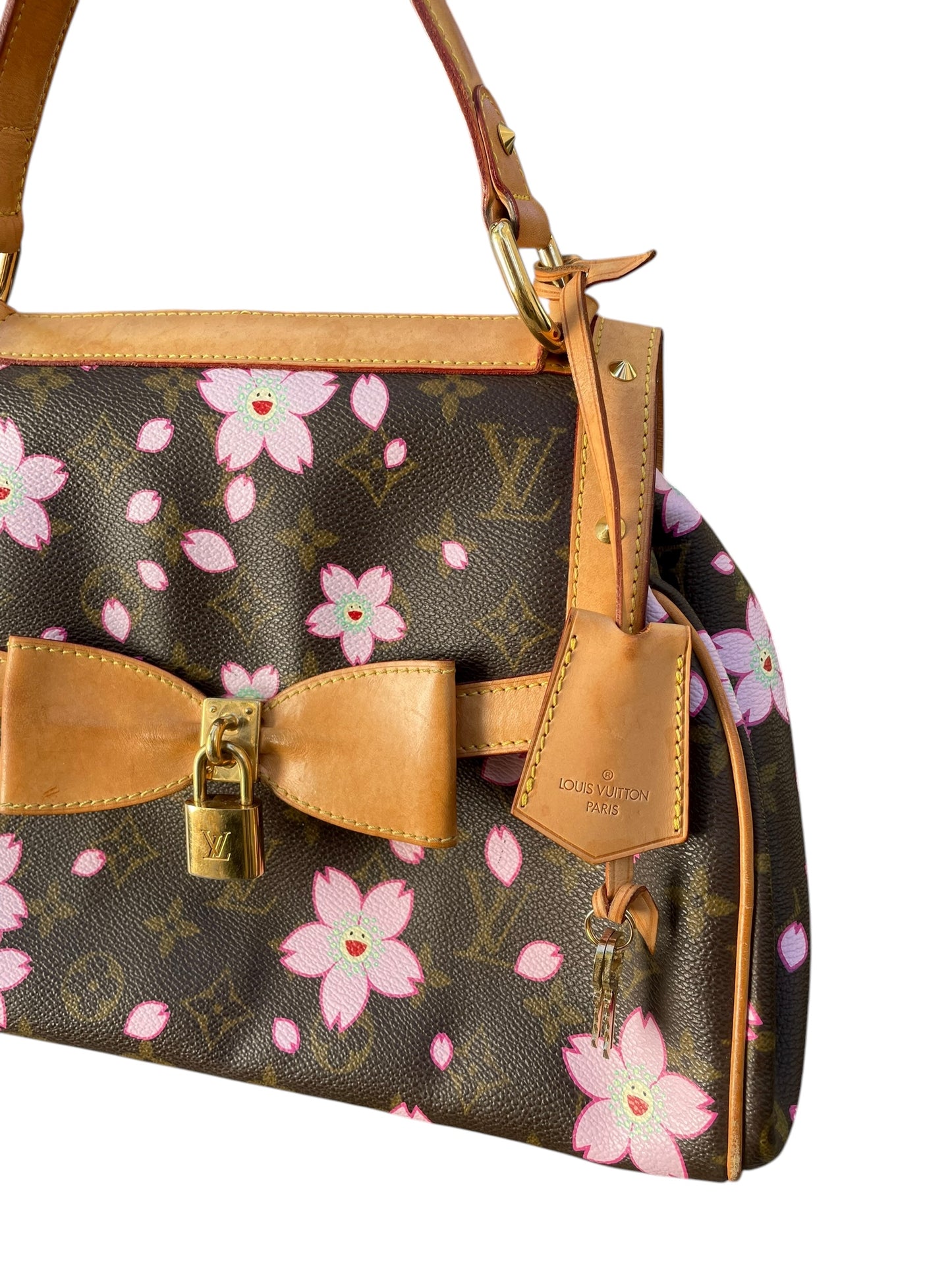 Louis Vuitton x Takashi Murakami Handbag – Monogram Canvas with Pink Flowers & Leather Bow