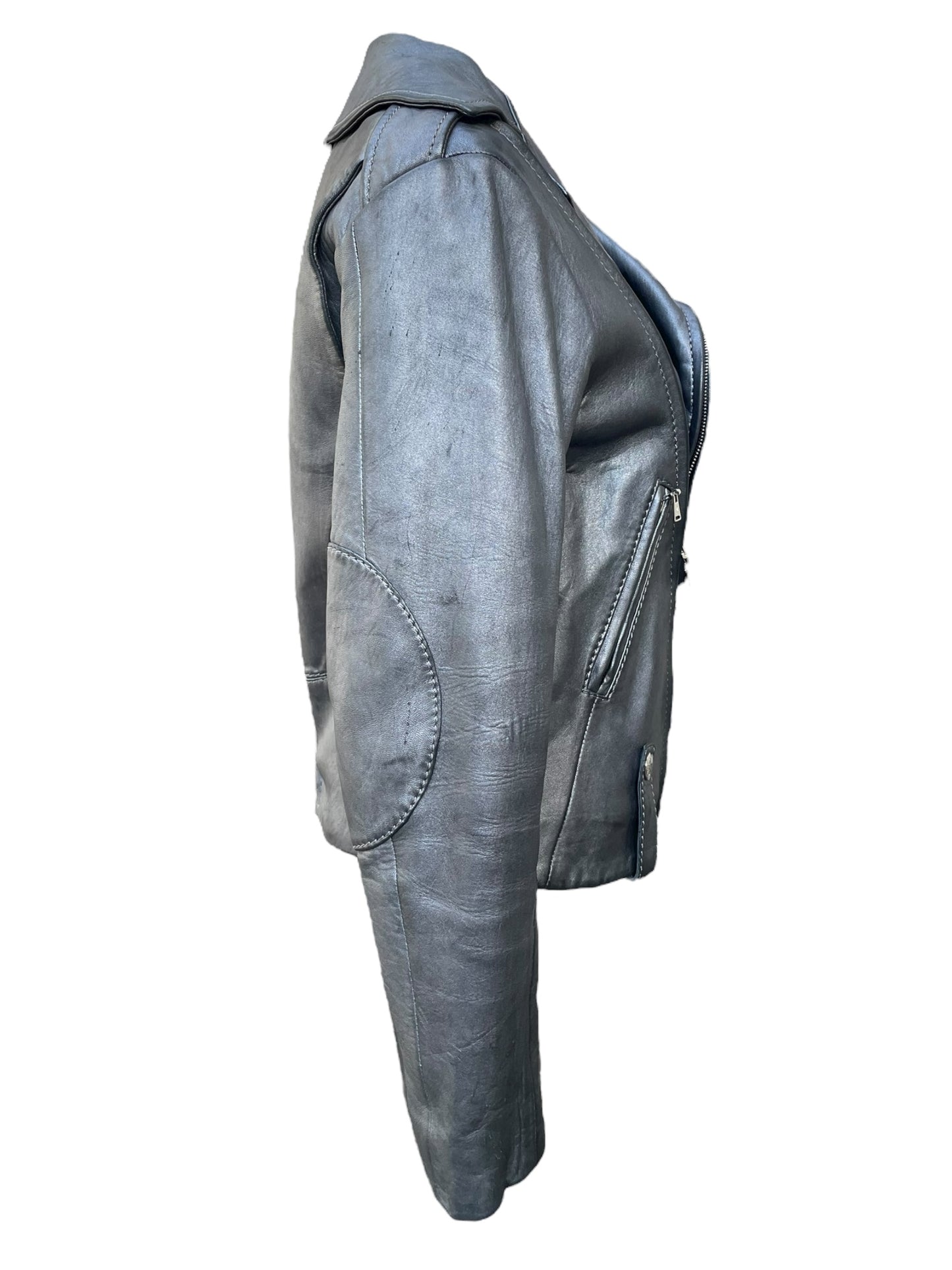 Louis Vuitton Leather Biker Jacket – Dark Grey Metallic