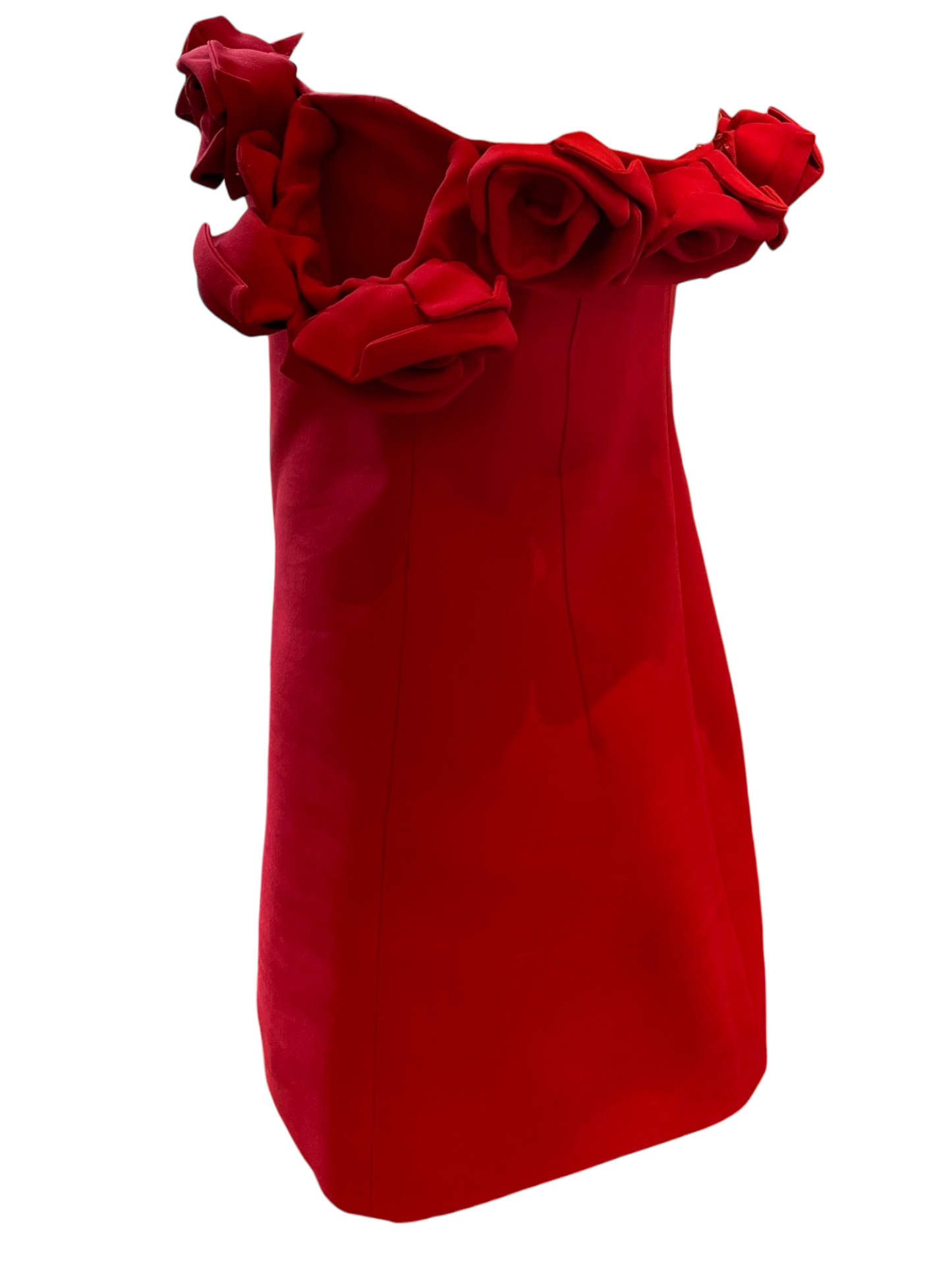 Valentino Red Dress with 3D Rose Embellishments