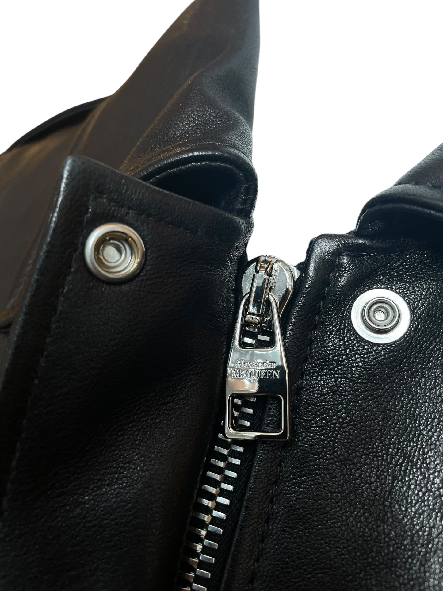 Alexander McQueen Cropped Black Leather Jacket