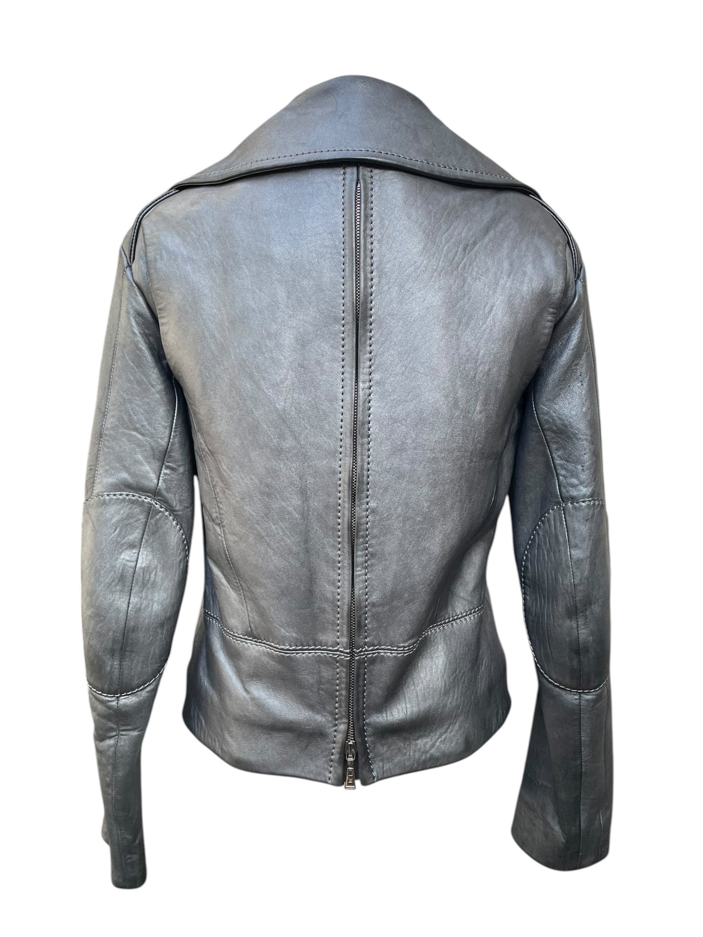 Louis Vuitton Leather Biker Jacket – Dark Grey Metallic