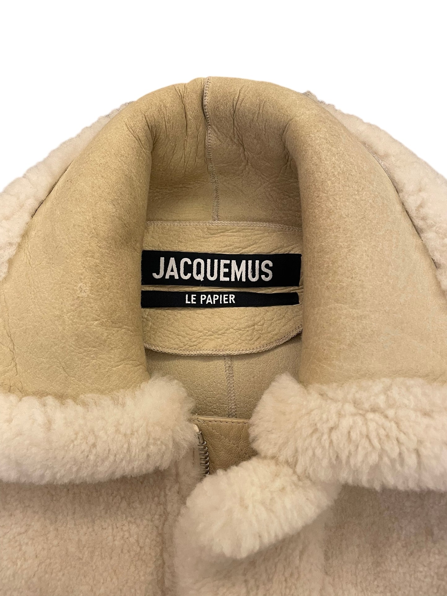 Jacqemus Shearling Jacket – Ecru & Cream- Le Papier Collection