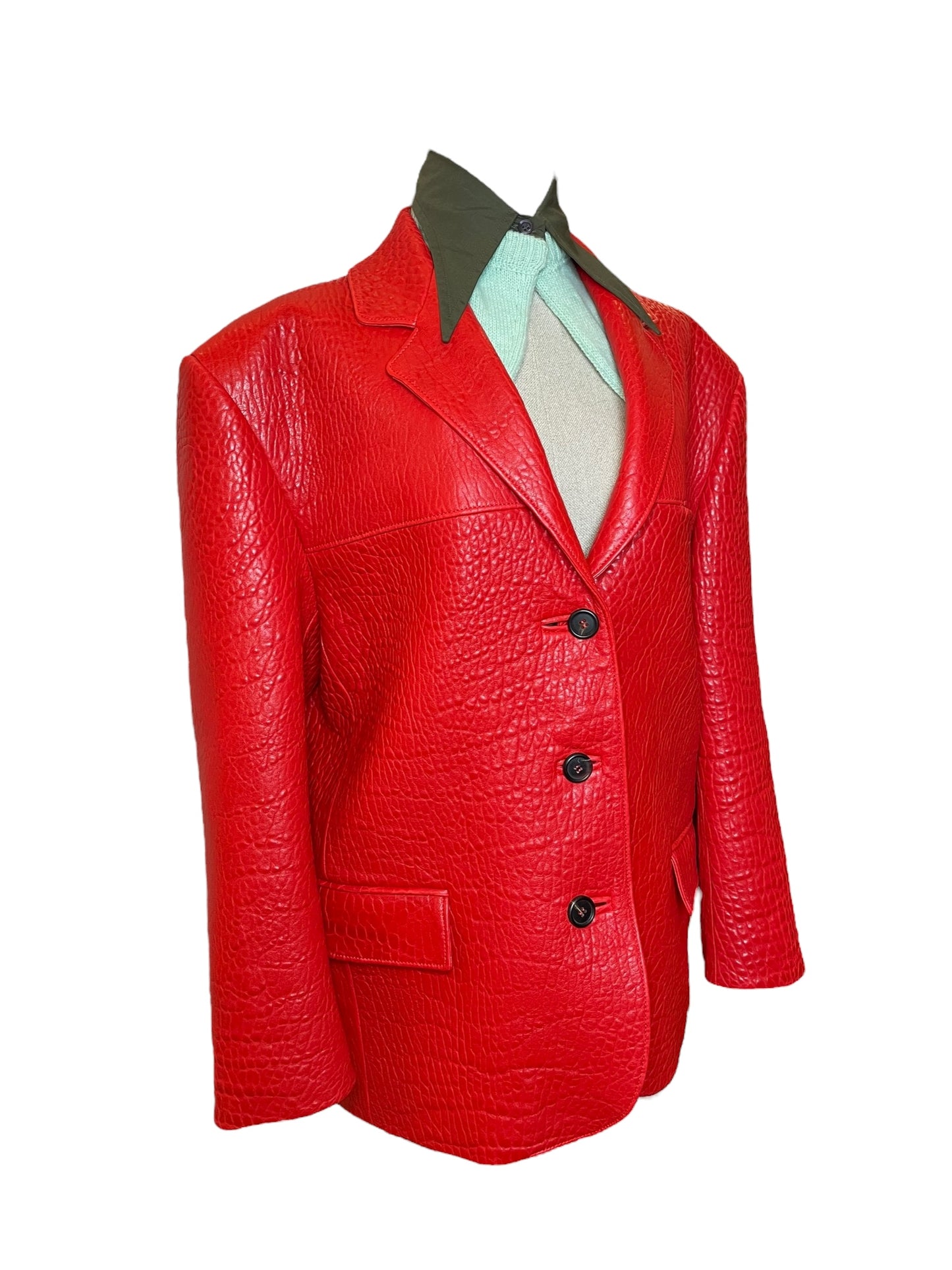 Prada Oversized Red Leather Jacket