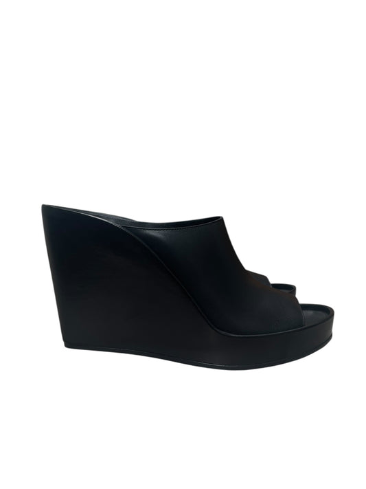 Balenciaga black wedge heel mules
