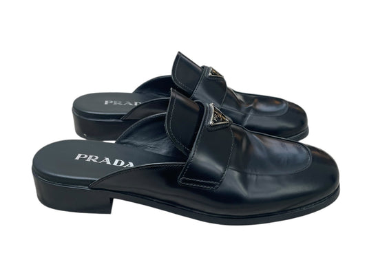 Prada Black Leather Mule-Loafers