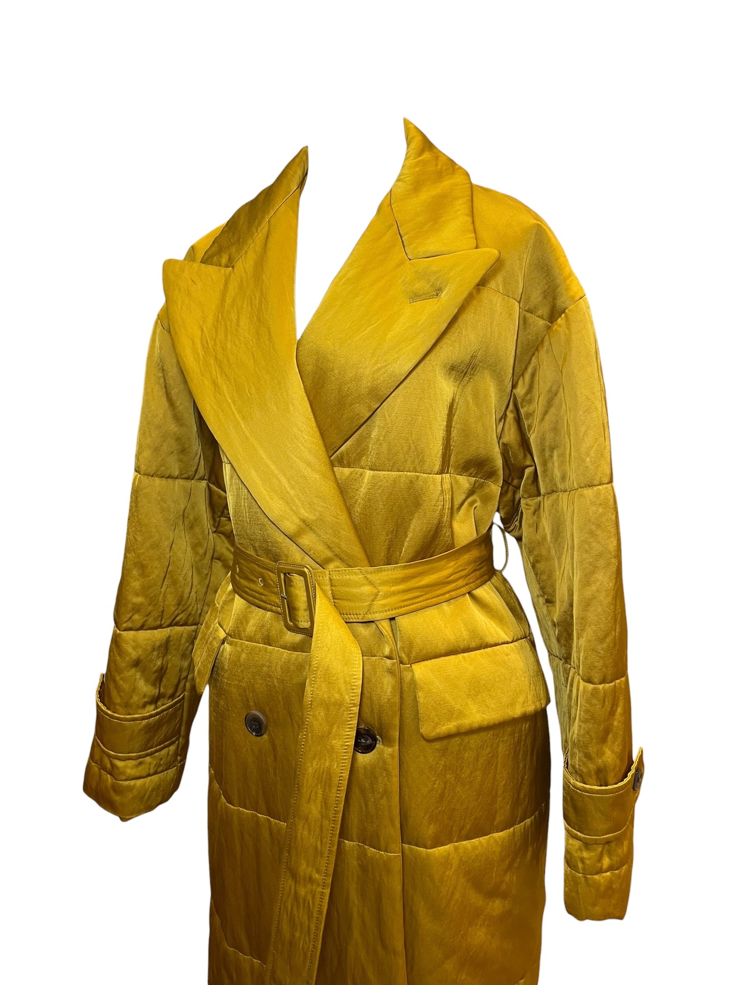 Dries Van Noten Long Quilted Coat – Satin Yellow