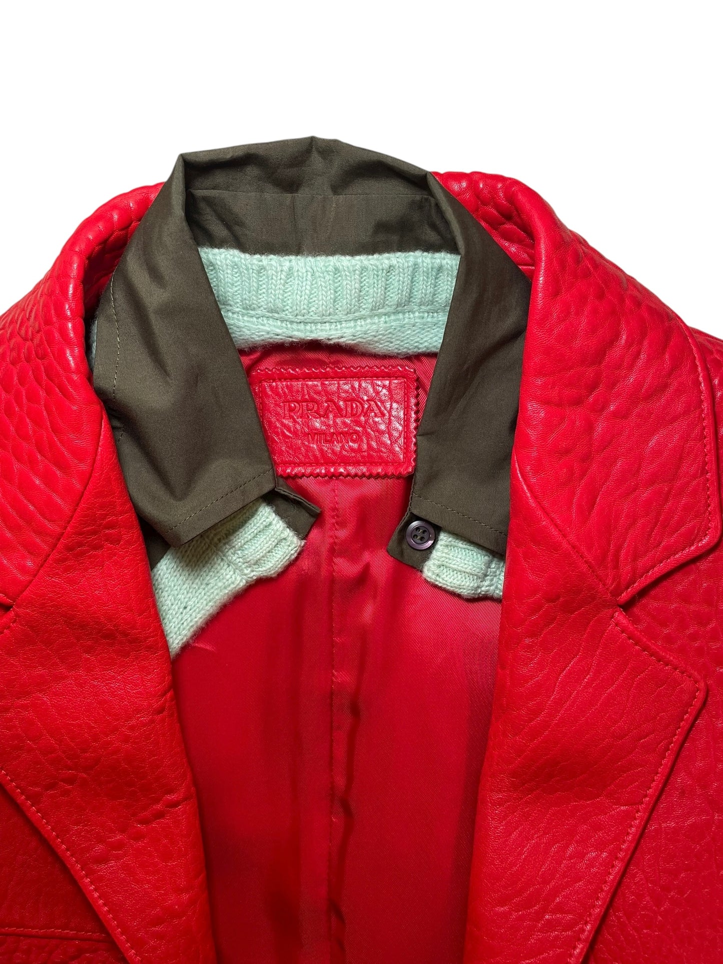 Prada Oversized Red Leather Jacket