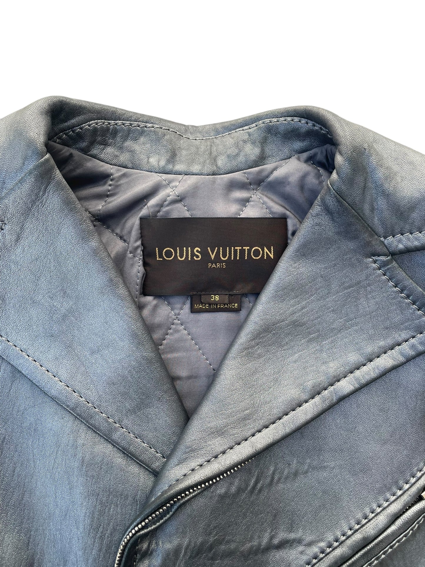 Louis Vuitton Leather Biker Jacket – Dark Grey Metallic