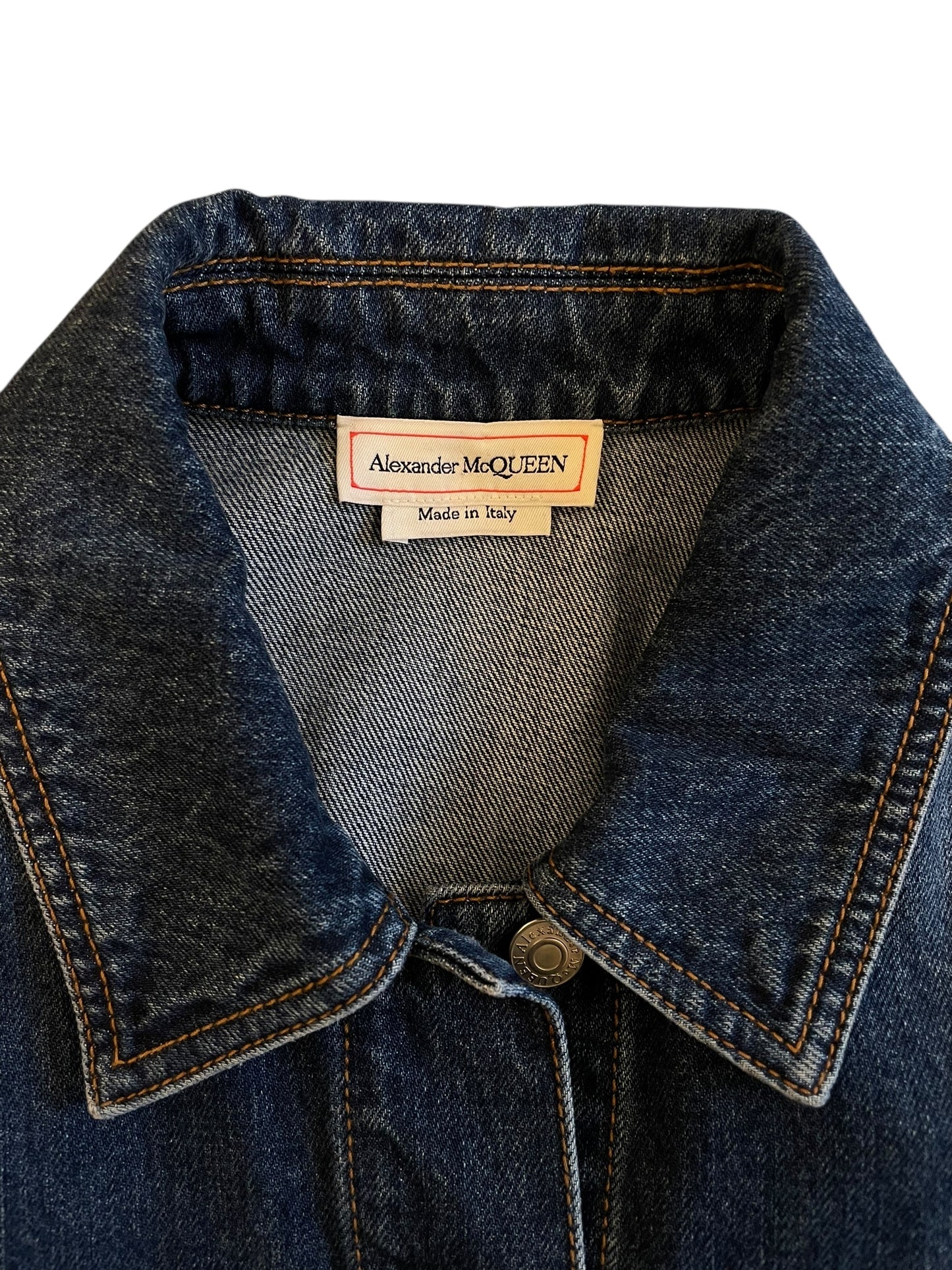 Alexander McQueen Cropped Denim Jacket – Blue