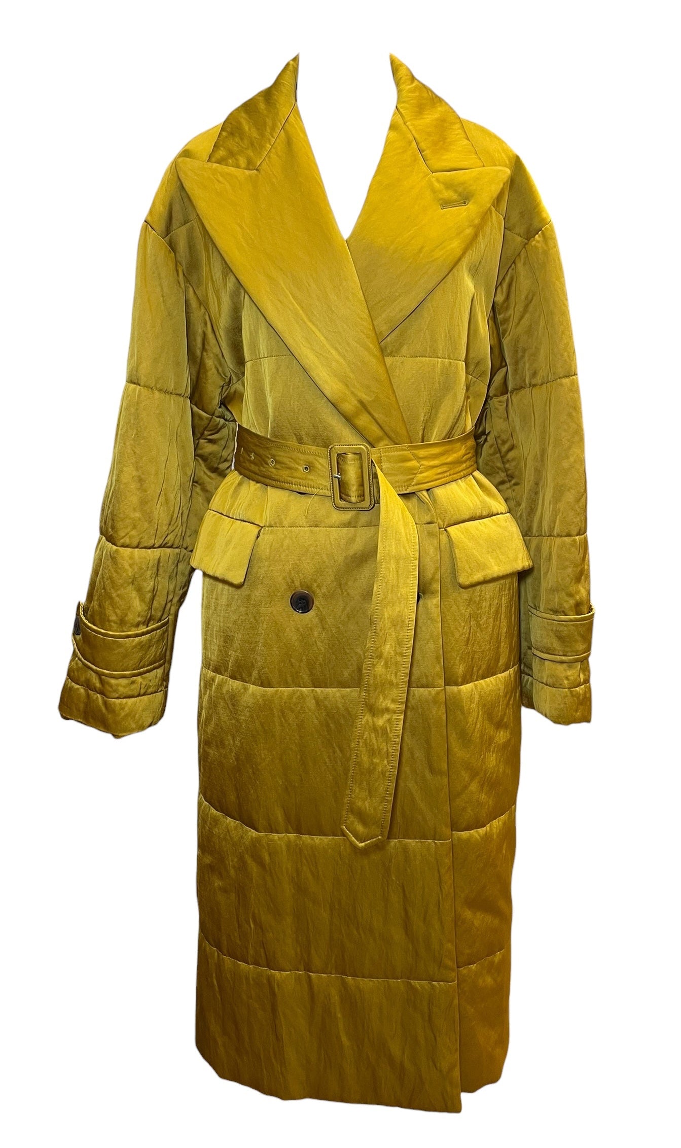 Dries Van Noten Long Quilted Coat – Satin Yellow