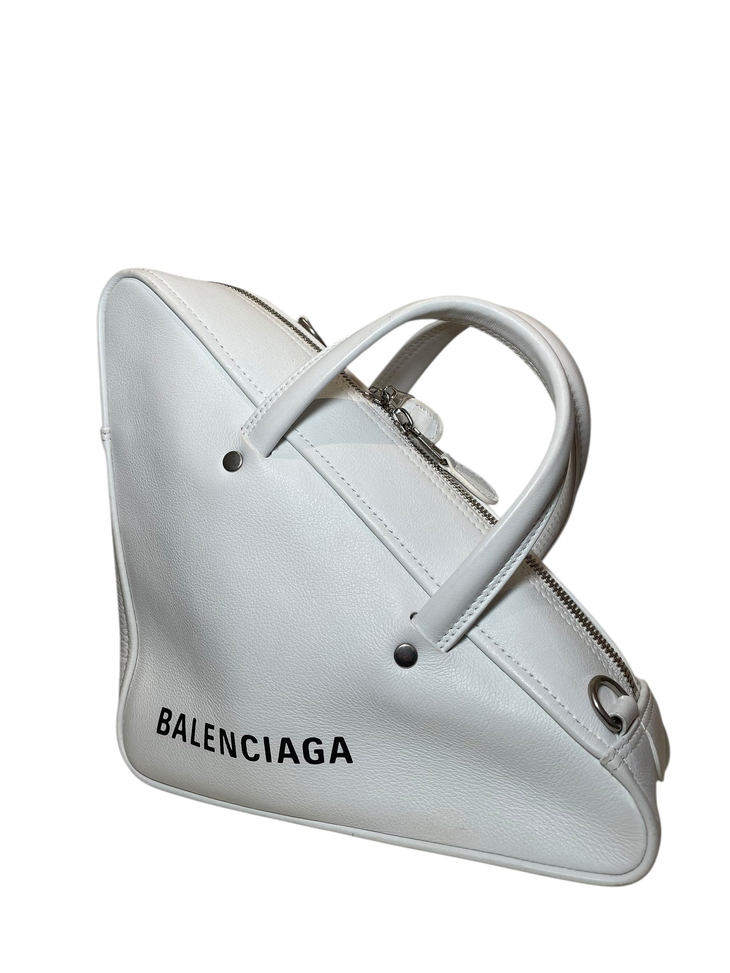 Balenciaga Triangle Bag – White Leather