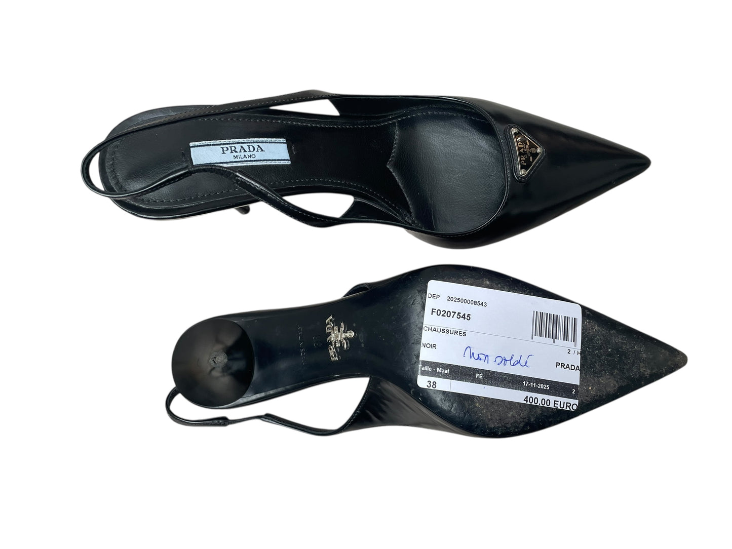 Prada Black Pointed-Toe Slingback Pumps