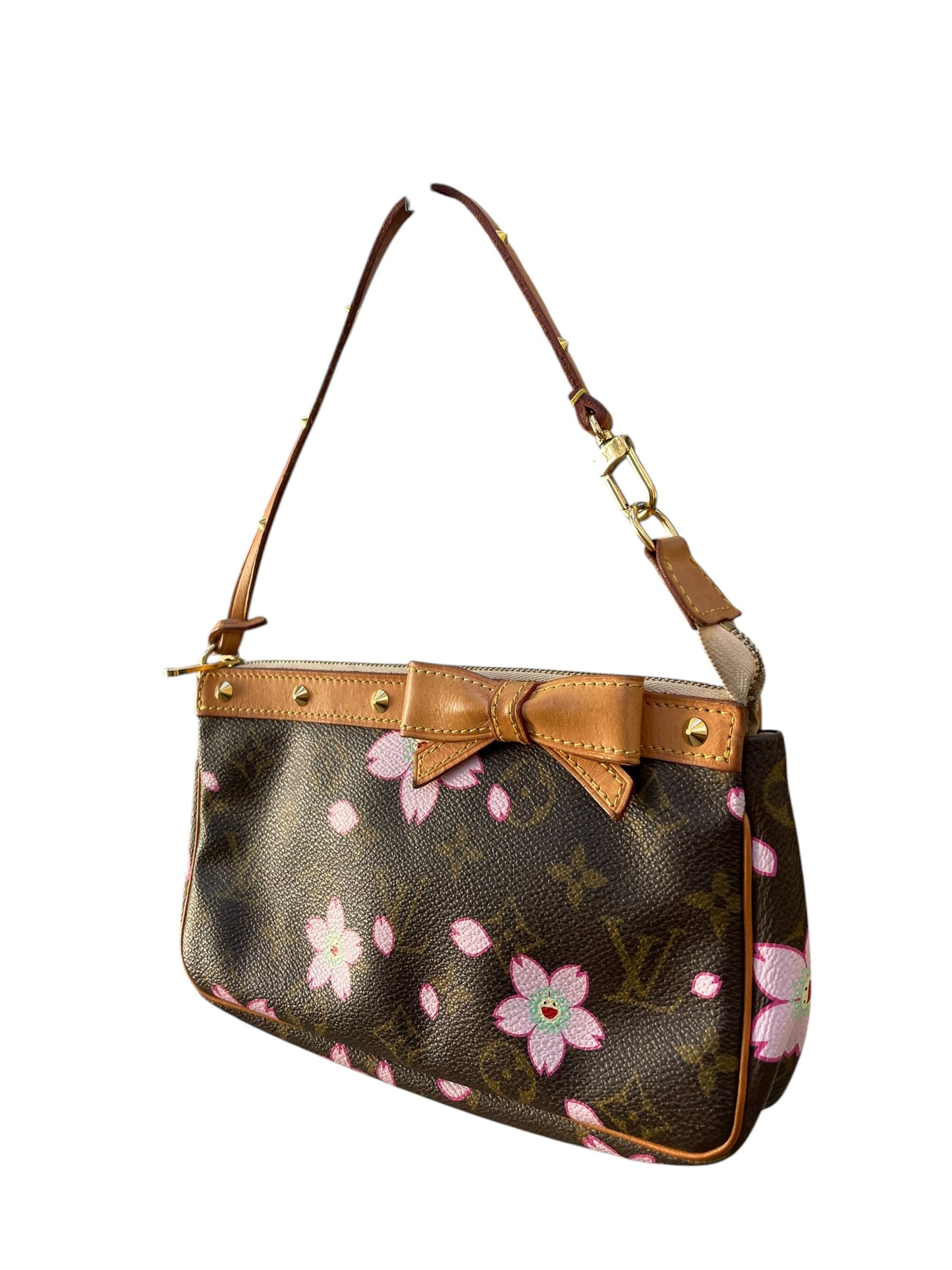 Louis Vuitton x Takashi Murakami Pochette Bag – Monogram Canvas with Pink Flowers