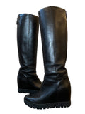 Prada Leather Wedge Boots