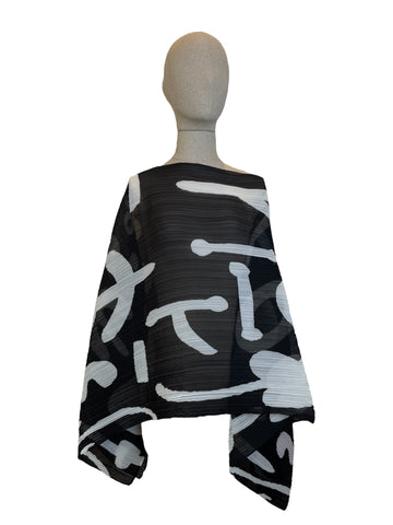 Pleats Please by Issey Miyake black and white poncho