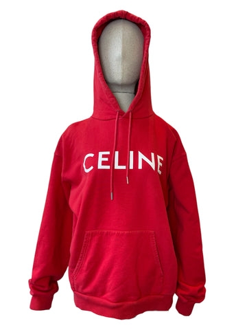 Sweat à capuche rouge Céline