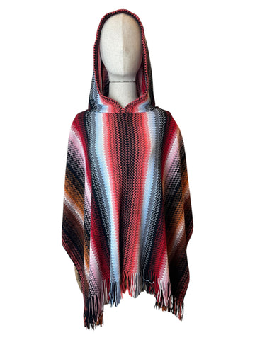 Poncho à capuche coloré Missoni