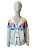 Jumper 1234 White Cardigan with Colorful Motif