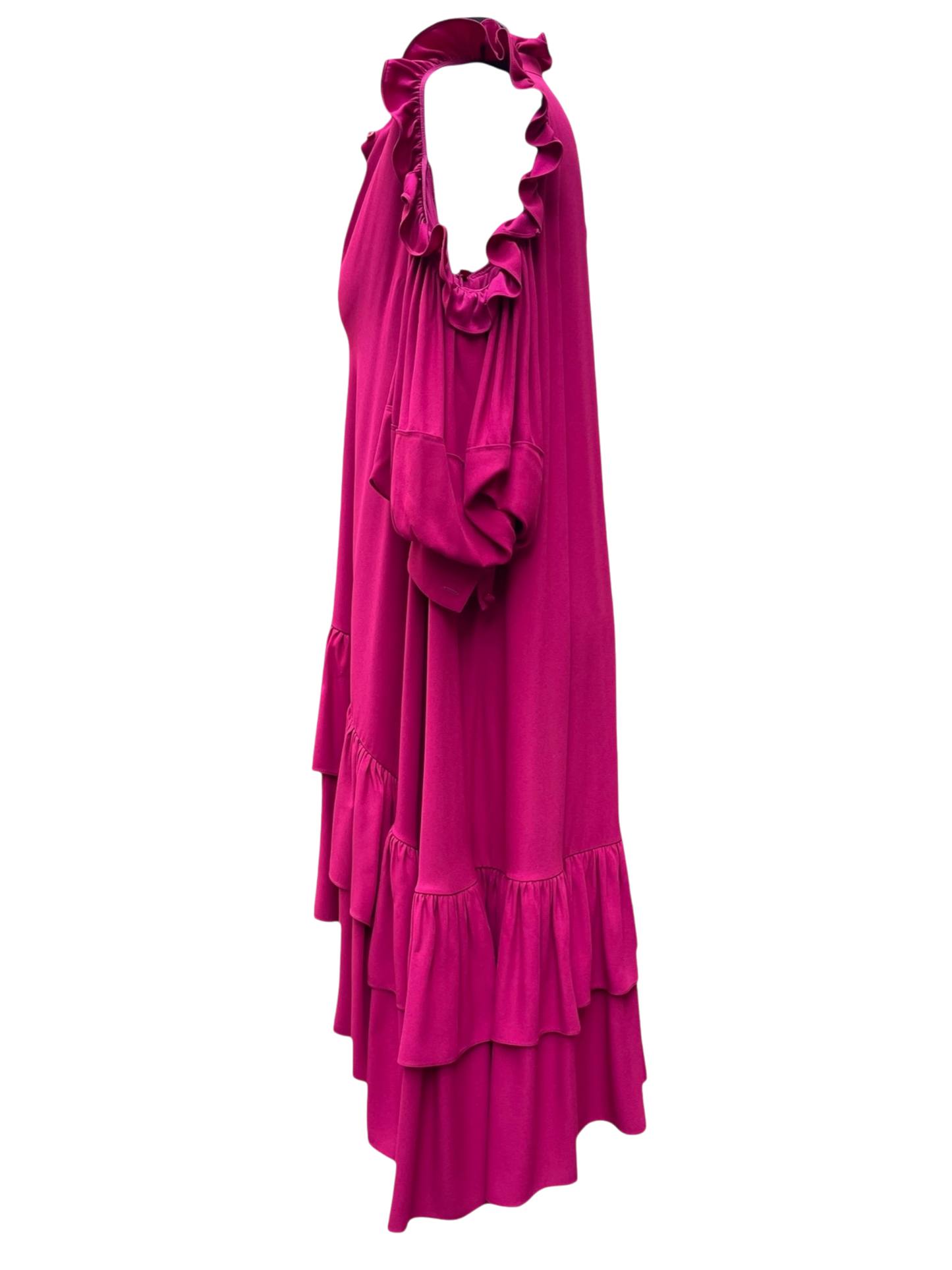 Alexander McQueen - Fuchsia Ruffled Knee-Length Dress