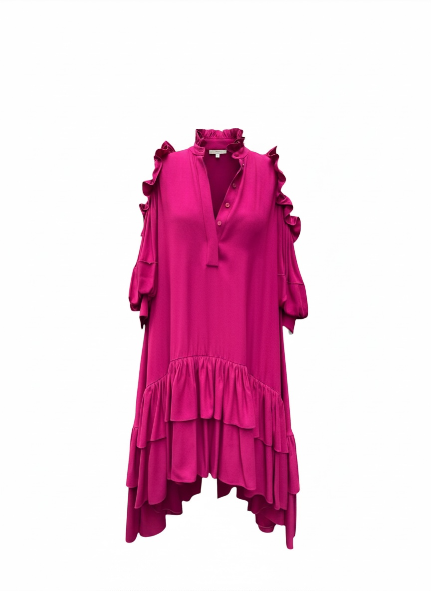 Alexander McQueen Fuchsia Ruffle Dress
