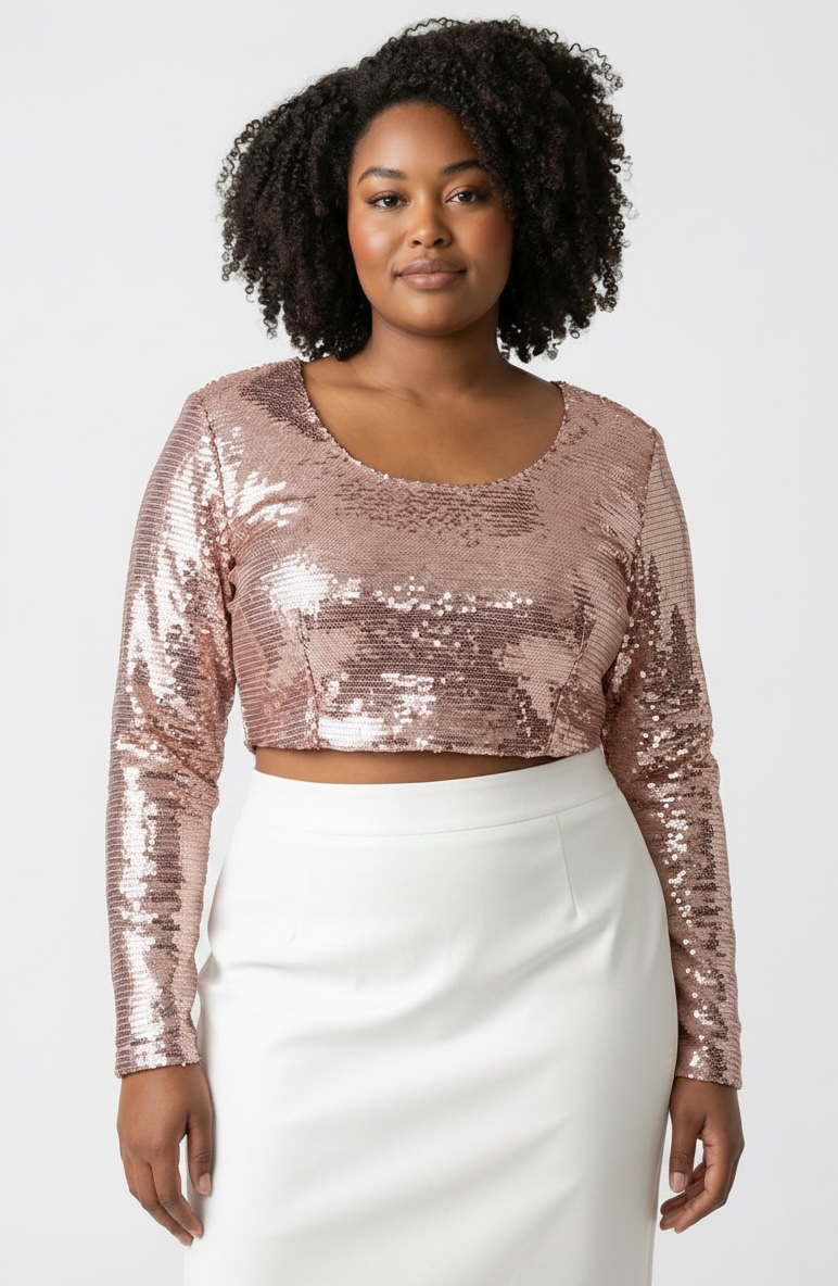 Haut court à sequins Chanel rose