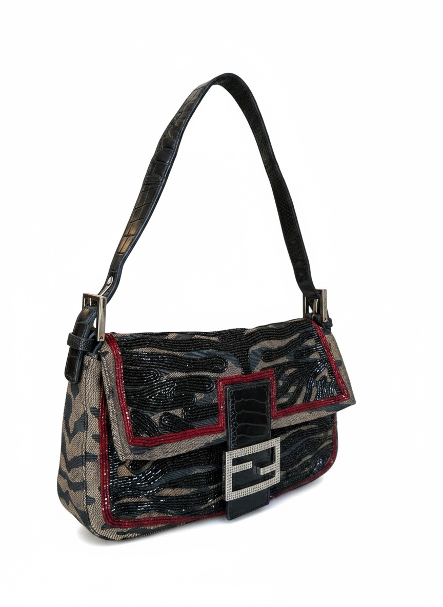 Sac à main Fendi Vintage Baguette brodé de perles