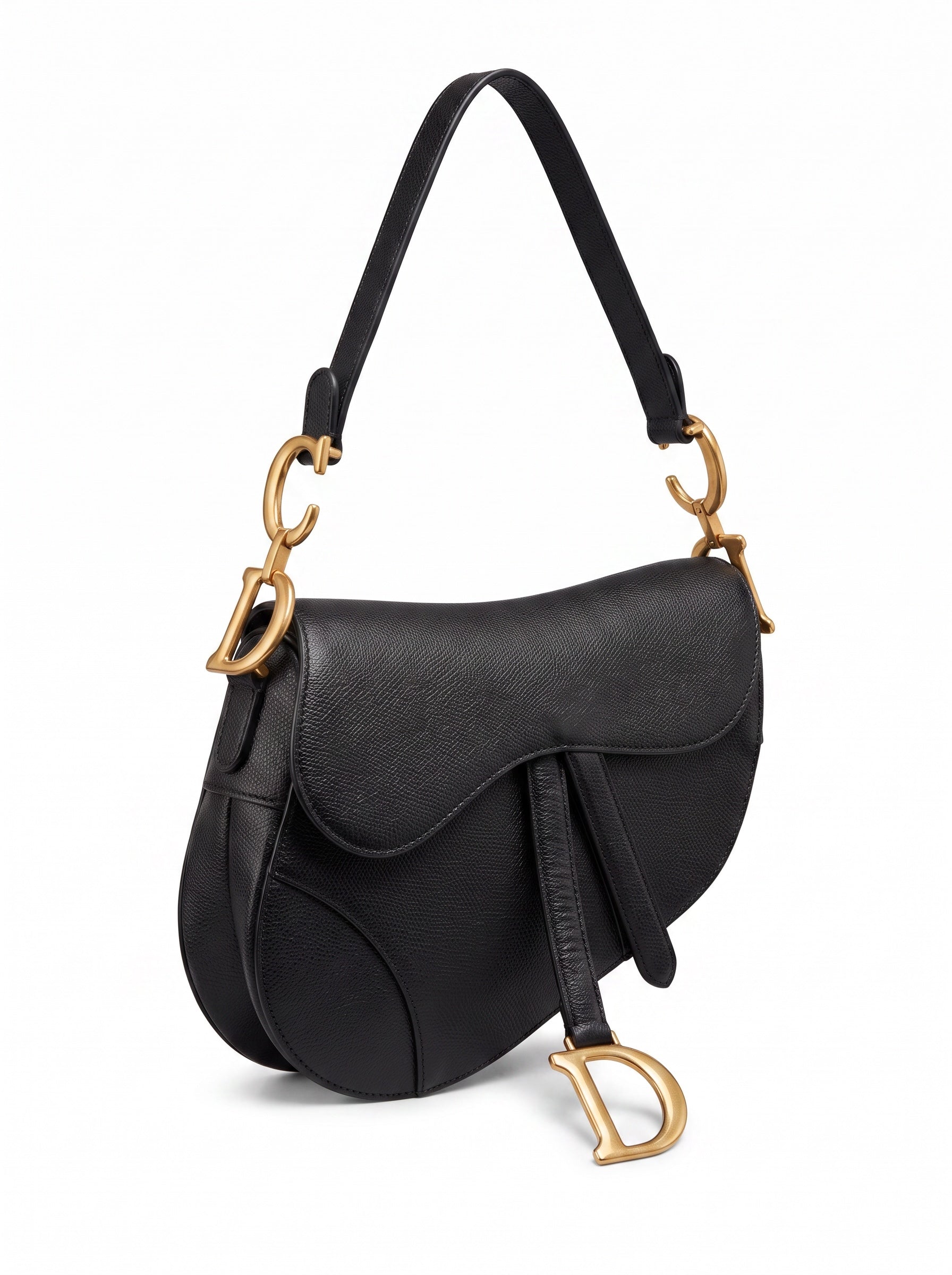 Dior Medium Saddle Bag Black Leather with Additional Shoulder Strap (2021)