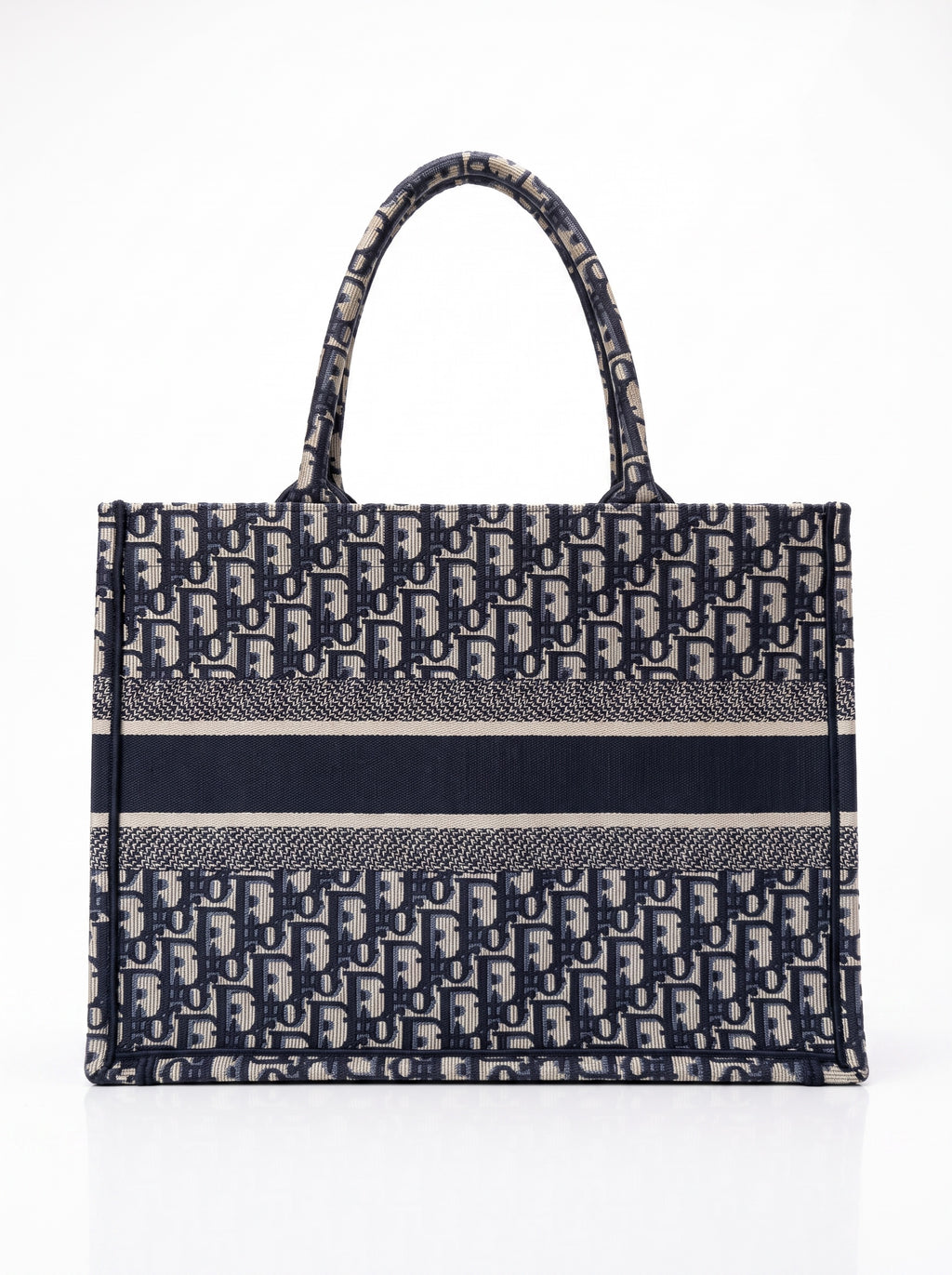 Sac Dior Book Tote moyen toile brodée Dior Oblique bleue
