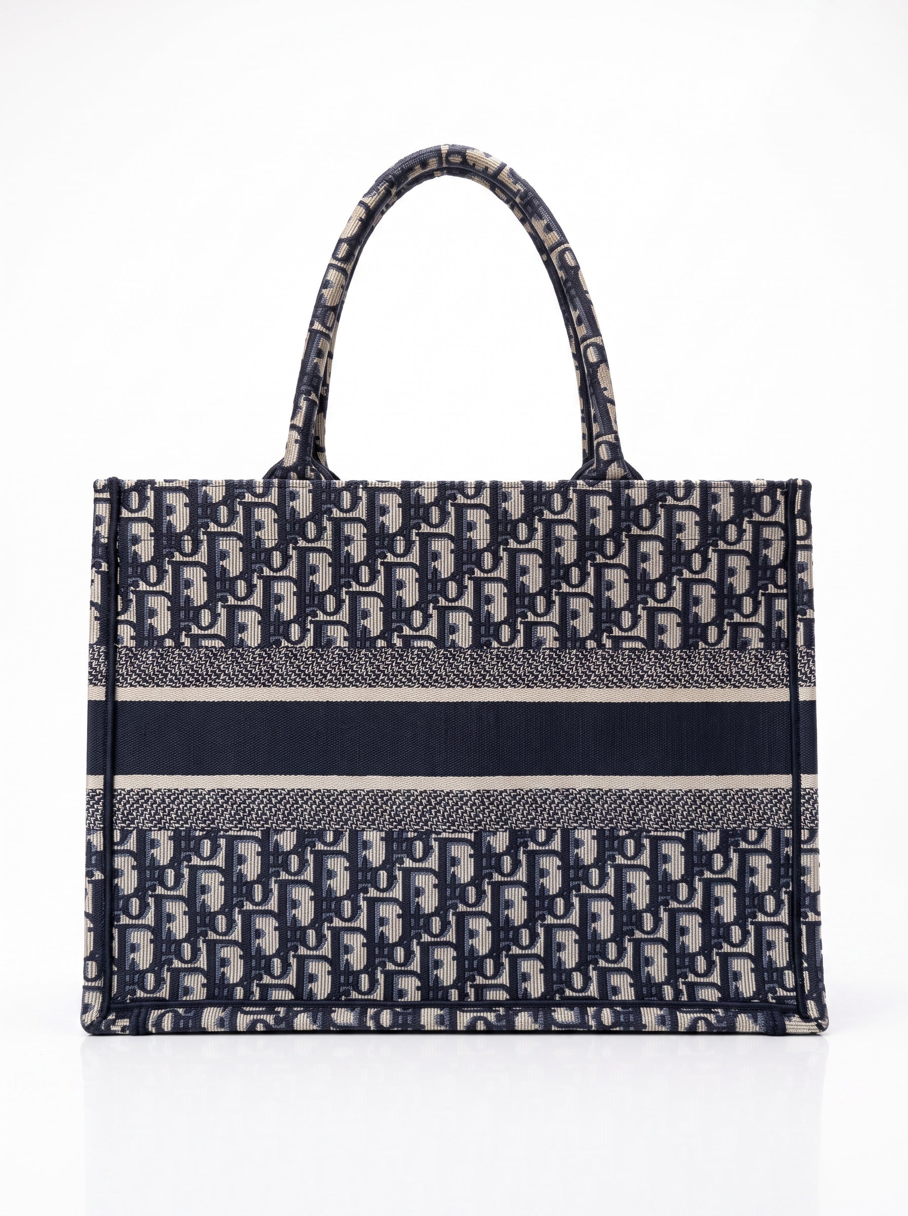Sac Dior Book Tote moyen toile brodée Dior Oblique bleue