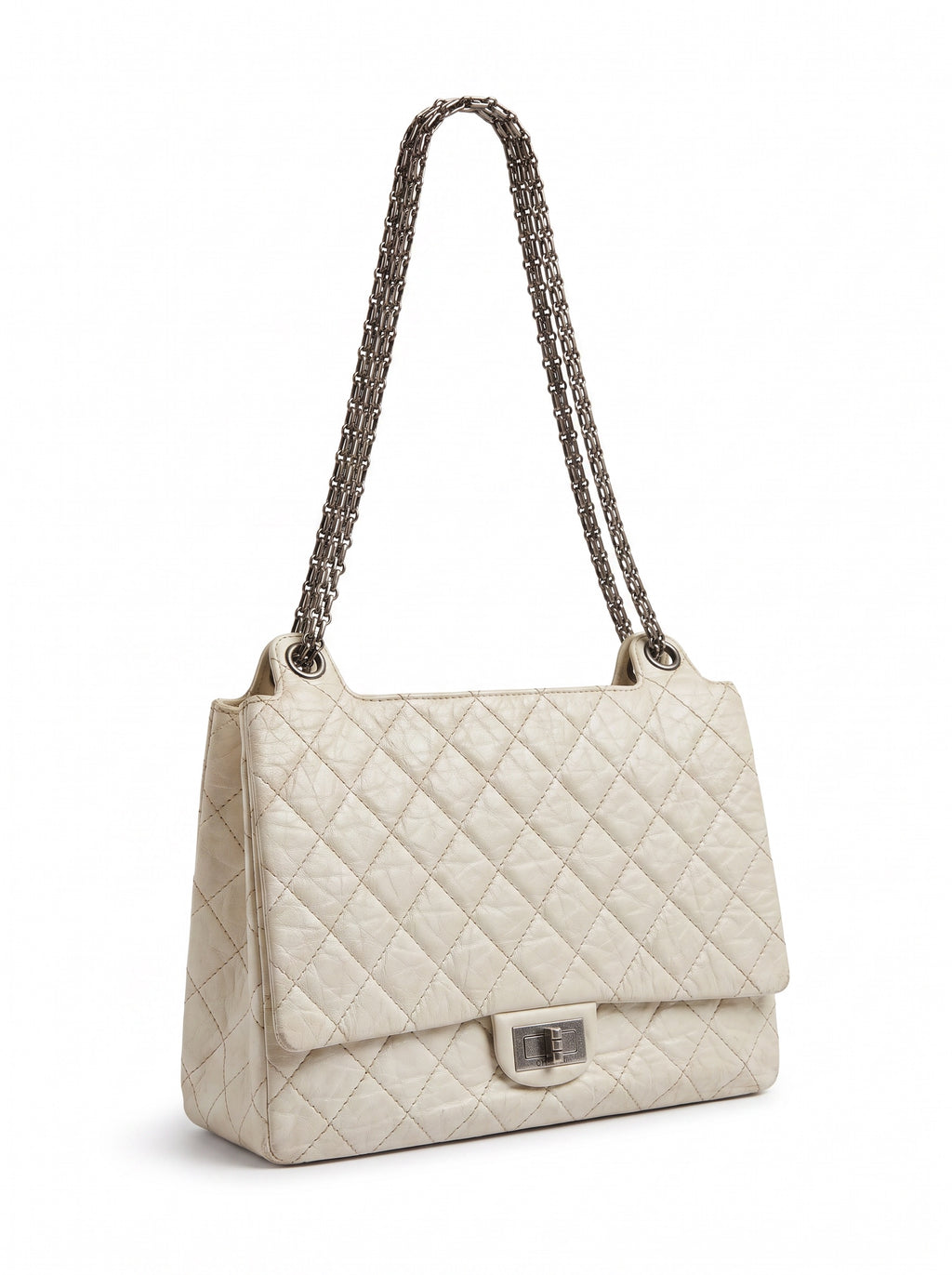 Chanel Reissue 2.55 Medium Flap Bag White Quilted Leather