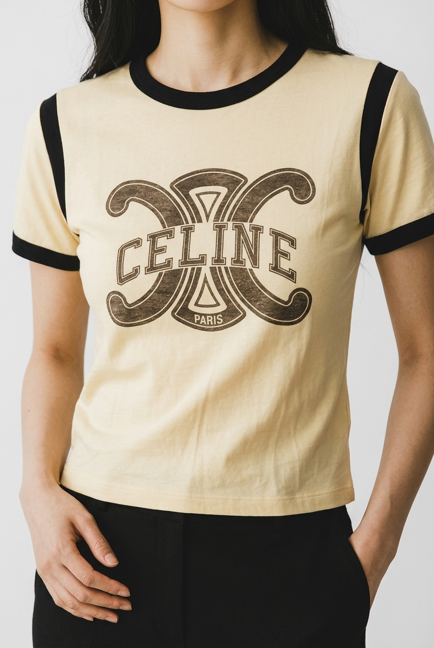 Celine - Cropped Logo T-Shirt